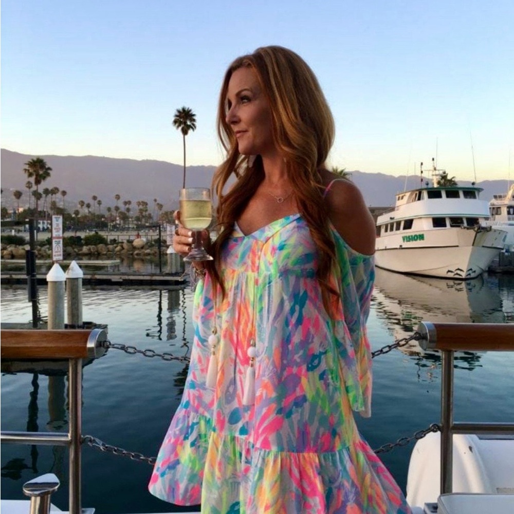 Lilly Pulitzer Alanna Cold Off Shoulder Dress Sparkling Sands Tassel